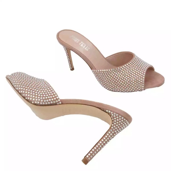 Paris Texas Ladies Powder Diamond Holly 105 Stiletto Mules - Picture 2 of 3